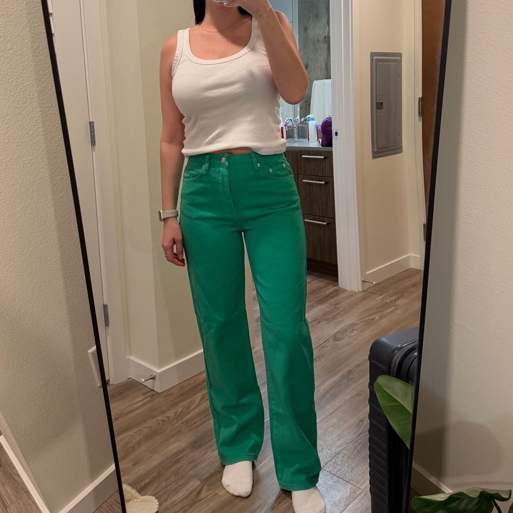 Edikted Vibrant Green Flare Jeans